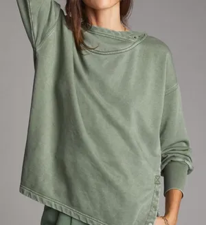 Anthropologie Daily Practice Green Hoodie Size Medium Pullover Twist-Collar thumbnail 1