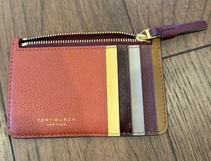 Tory Burch Colorblock Leather Zip Card Holder - C4-077 thumbnail 1