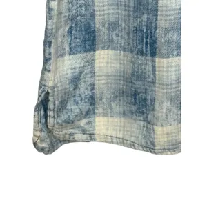 Wet Seal‎ Plaid Lace Up Tunic Womens Medium Blue Distressed Roll Tab Sleeve thumbnail 8
