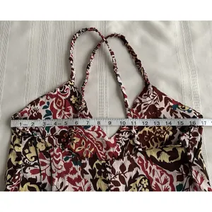 Zara Maxi Dress Multicolor floral and paisley print SZ M V-neck, Spaghetti Strap thumbnail 8