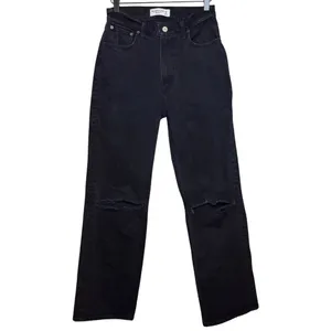 Abercrombie & Fitch High Rise 90s Relaxed Jean Black Destroy Women's Sz 25 / 0R thumbnail 2