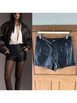 Anthropologie Maeve The Colette Black High Rise Faux Leather Shorts Women’s 32 thumbnail 2