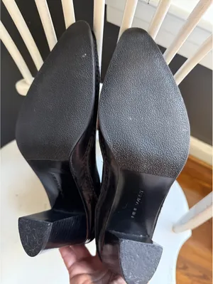 Nine West Black Leather Mid-Calf Boots with Block Heel thumbnail 4