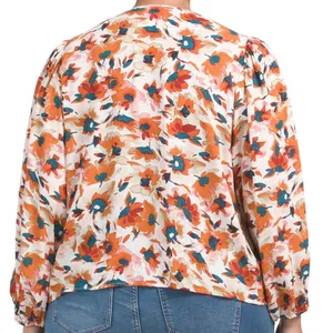 Zac & Rachel Floral Crepe Top Size 1X thumbnail 5