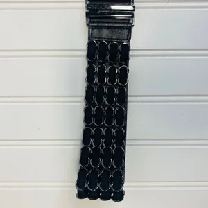 Black Stretch Belt Silver Hardware OSFA thumbnail 6