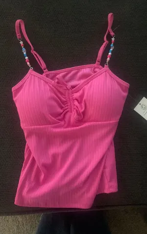 No Boundaries Pink Beaded Top thumbnail 1