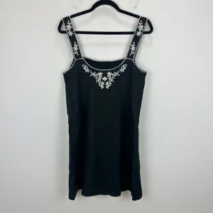 J.Crew Embroidered Linen Shift Dress Mini Boho Resort Vacation Black US 4 NWT thumbnail 12