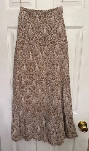 TJ Maxx Brown and White Maxi Skirt thumbnail 1
