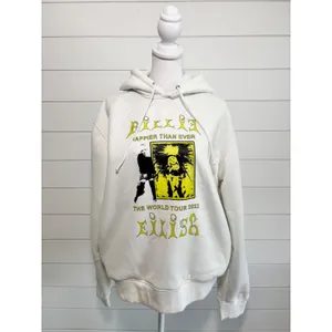 Billie Eilish Happier Than Ever World Tour 2022 Hoodie White Yellow Graphic XL thumbnail 3