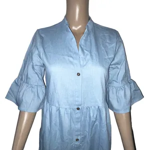 Buttoned front tiered mini dress thumbnail 8