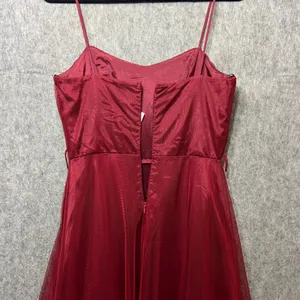 Vintage 90s As U Wish Party‎ Dress Fit Flare Sleeveless Tulle Overlay Red Size 5 thumbnail 7