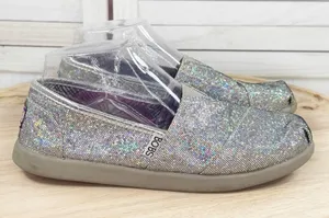 Bobs by Skechers Disco‎ Ball Shimmer Slip On Flats Shoes Silver 7 thumbnail 1