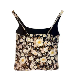 Abercrombie & Fitch Black White Brown Floral Casual Boho Tank Top Womens Size S thumbnail 3