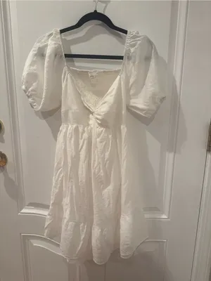 Aritzia White Puff Sleeve Mini Dress thumbnail 3
