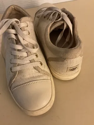 UGG Women's Low-Top Canvas Sneakers in Off-White and Beige size 6.5 thumbnail 1