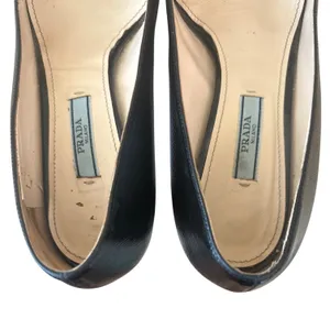 Prada Saffiano Vernice Square Toe Buckle Block Heel Pumps Black EU 38 US 8 thumbnail 4