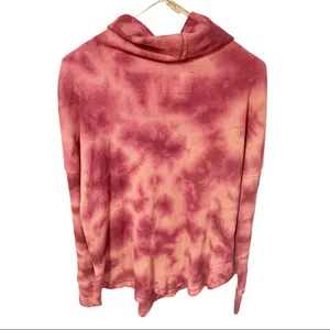 Anthropologie Maeve Medium Pink Ainsley Tie Dye Cowl Neck‎ Waffle Knit Thermal thumbnail 7