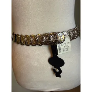 Vintage Silver Sand Dollar Stretch Belt Coastal Nautical Deadstock NWT boho Y2K‎ thumbnail 3
