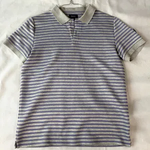 Faconnable Polo Shirt Womens M Gray Lavender‎ Stripe Preppy Golf Casual Tennis thumbnail 5