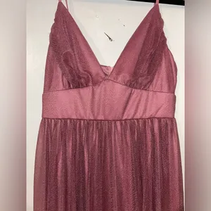 Pink Ruched Maxi Gown with Spaghetti Straps for Prom thumbnail 3