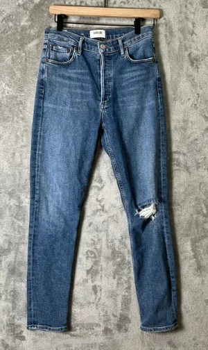 AGOLDE‎ Nico High Rise Slim Shorline Distressed Crop Jeans 26 Classic Minimalist thumbnail 1