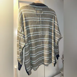 Free People Striped Travis Polo Shirt - Long Sleeve (gray combo) thumbnail 10