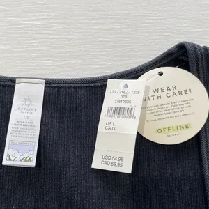 Aerie New Offline Seamless Square Neck Cable Long Sleeve Crop Top Size Large thumbnail 18