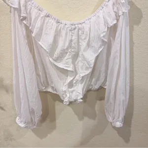 The Fifth Label Elegant White Ruffle Off-Shoulder Blouse Crop Top Size XL thumbnail 5