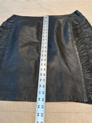 Black Faux Leather Mini Skirt with Ruched Side Panels thumbnail 2