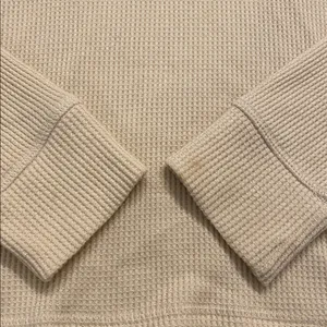 Abercrombie & Fitch A&F Relaxed Waffle Knit L/S Turtleneck Cream Top Cream SMALL thumbnail 5