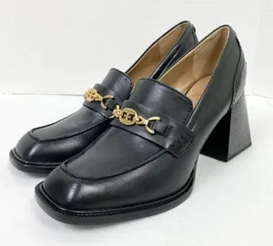 Sam Edelman New York Quincy Black Leather Horse Bit Square Heeled Loafers thumbnail 1