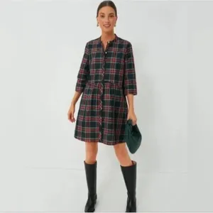 Tuckernuck Festive Plaid Tartan Royal Shirt Dress XS Holiday Mini NWT thumbnail 12