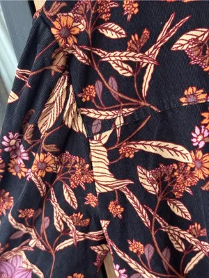 Anthropologie Pilcro Tiered Corduroy Dress long sleeve mini floral ruffle fall thumbnail 9