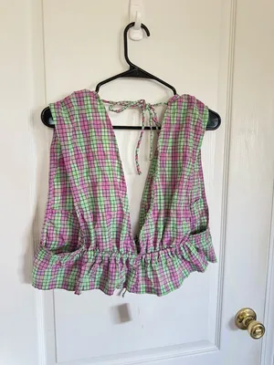 Free People NEW Linus Plaid Crop Top thumbnail 5