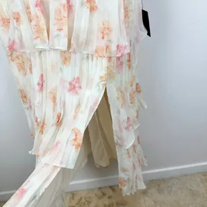 Lulus Jadia Ivory Floral Pleated Tiered Midi Dress Cocktail Party XL NWT thumbnail 8