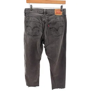 Levis 501 Original Fit Grey Straight Leg Raw Hem Jeans Womens Grunge Streetwear thumbnail 5