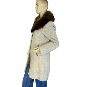 Vintage Circa 1980'S J. Marco Beige & Brown Wool & Fox Fur Collar Coat (S) thumbnail 5