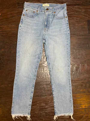 Madewell The Perfect Vintage Jean 26P Light Wash High Rise Straight Raw Hem Jean thumbnail 2