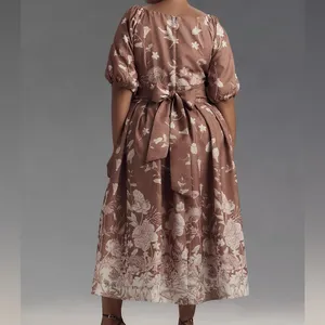 NWT EN SAISON Anthropologie monet puff sleeve square neck midi dress 1X thumbnail 4