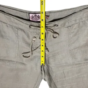Y2K‎ Juicy Couture Tan 100% Linen Pants Coastal Resort Travel Capsule S thumbnail 9