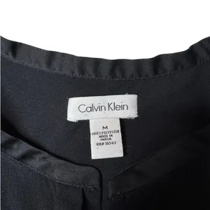 Calvin Klein Black Crepe Button Down Blouse Medium Relaxed Fit Office Minimalist thumbnail 9