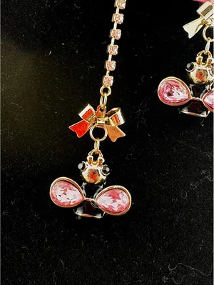 Betsey Johnson Asymmetrical Pink Crystal Bow and Bee Drops thumbnail 2
