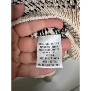 Newin Knit Sweater Womens Large Cream Black Excellent Cropped Balloon Sleeve thumbnail 3