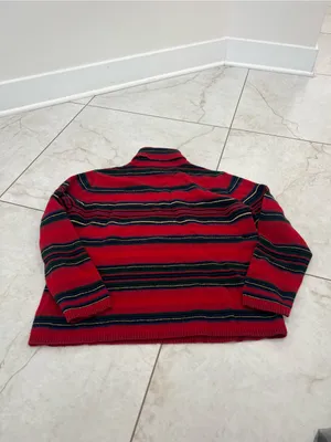 Vintage Ralph Lauren Red Striped Lambswool Turtleneck Sweater Size Large Petite thumbnail 5