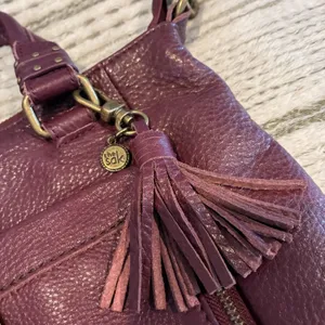 The Sak Wine Pebbled Leather Crossbody With Top Handles Purse Butter Soft EUC thumbnail 5