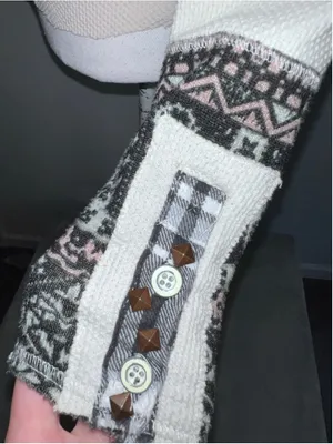 Free People Cream Long Sleeve Thermal Top with Patches XS-S thumbnail 3