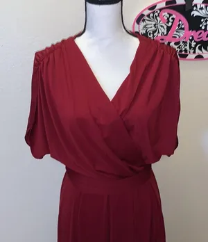 Angvns Amazon dark red ruched open sleeves maxi dress thumbnail 2