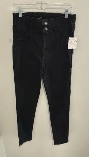 Free People We The‎ Free High Rise Skinny Jeans Dark Shadows Black Size 30 thumbnail 1