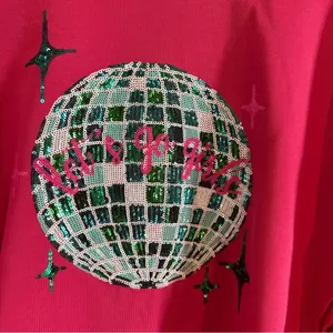 Fantastic Fawn French Terry Let’s Go Girls Sequin Sweatshirt. Hot pink. Medium. thumbnail 3
