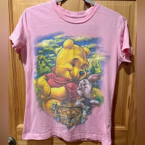 Disney Collection Pink Winnie Pooh & piglet Short Sleeve Tee womens M thumbnail 1